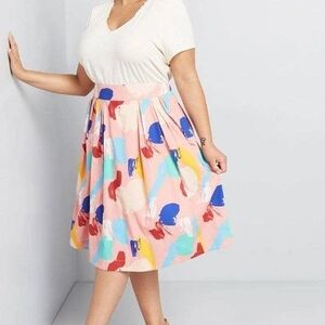 Emily And Fin Abstract Print Plus Size Midi Skirt